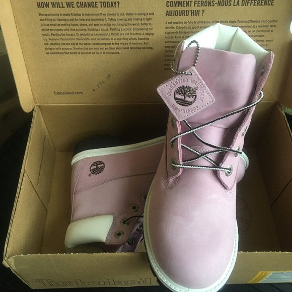 new Lilac Rose Pink Timberland TEEN GIRLS Nubuck Leather Ankle Boots in JUNIOR 6 - Picture 1 of 7